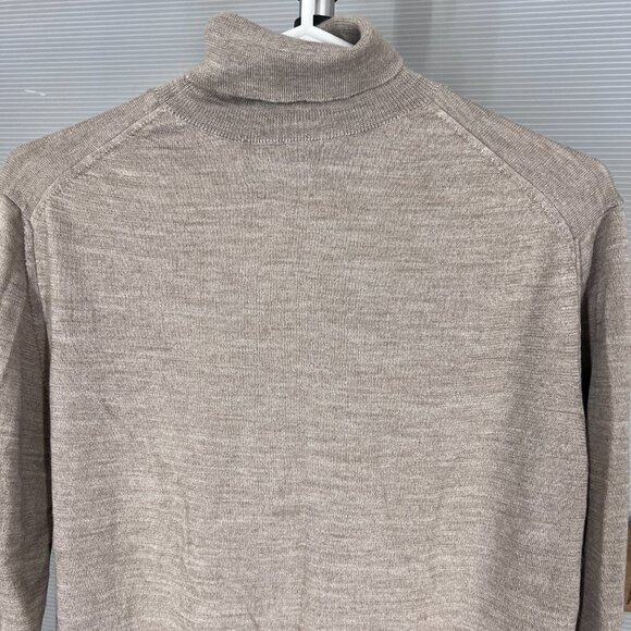 Zara Wool Blend Heathered Brown Lightweight Turtleneck‎ Sweater Sz L - Picture 8 of 13
